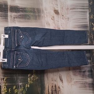 Paisley Sky Girls 6 denim blue jeans thick stitch & shiny bling pockets